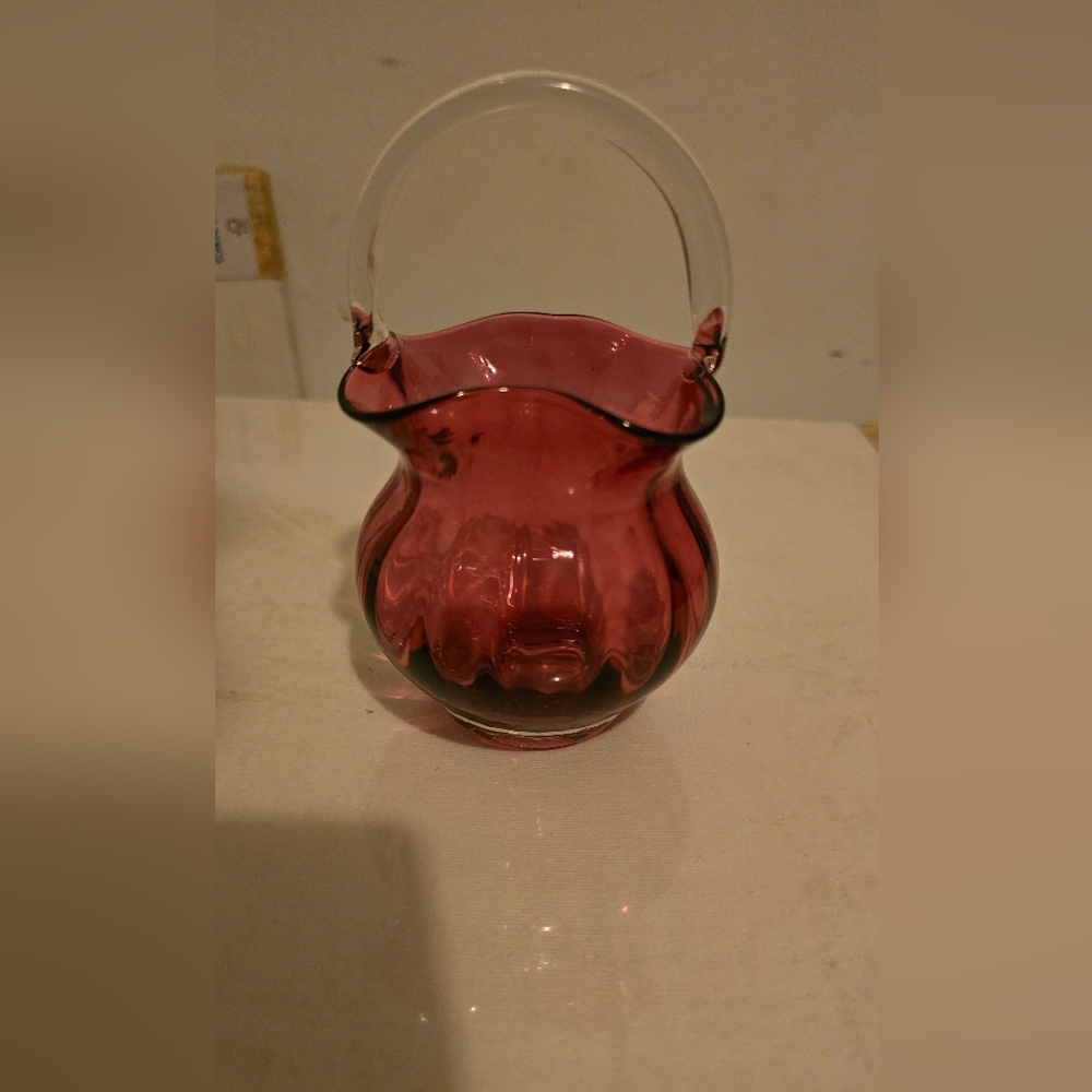 Vintage 1963 Blenko Cranberry Trinkit Handmade